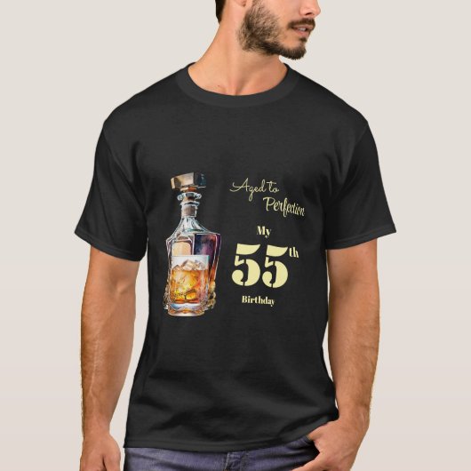 Aged to Perfection Men's 55th Whiskey Birthday  Tシャツ (正面)