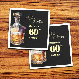 Aged to Perfection Men's 60th Whiskey Birthday  スタンダードカクテルナプキン