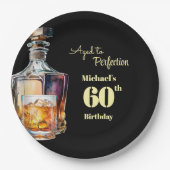 Aged to Perfection Men's 60th Whiskey Birthday ペーパープレート (正面)