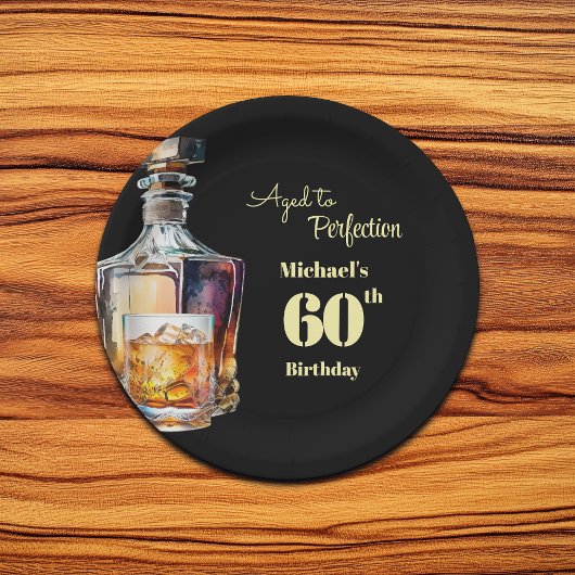 Aged to Perfection Men's 60th Whiskey Birthday ペーパープレート