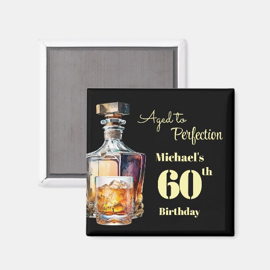 Aged to Perfection Men's 60th Whiskey Birthday  マグネット (正面/裏面)
