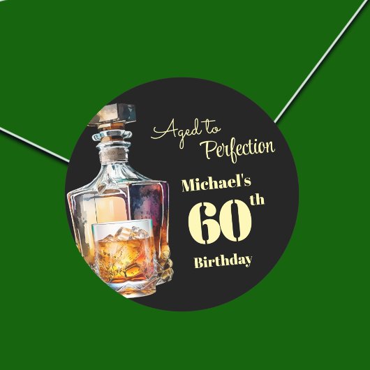 Aged to Perfection Men's 60th Whiskey Birthday  ラウンドシール