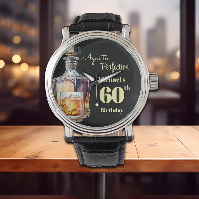 Aged to Perfection Men's 60th Whiskey Birthday  腕時計 (クリエイターアップロード済み)