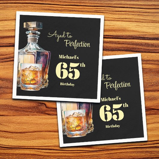Aged to Perfection Men's 65th Whiskey Birthday スタンダードカクテルナプキン