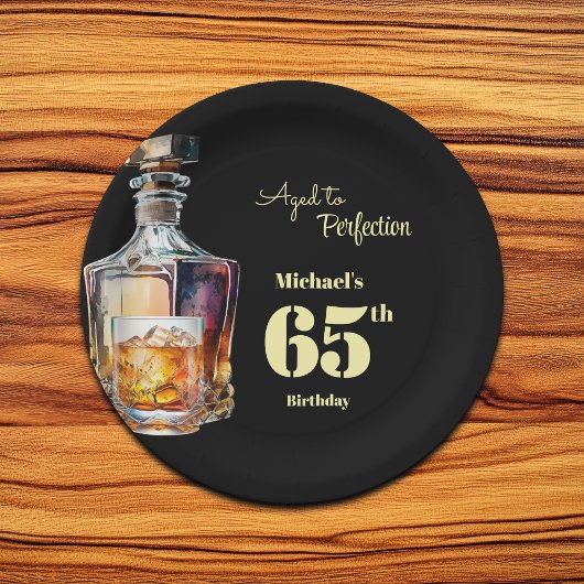 Aged to Perfection Men's 65th Whiskey Birthday  ペーパープレート