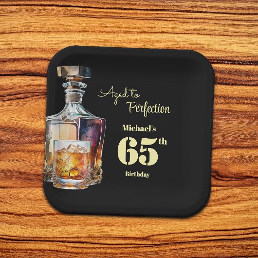 Aged to Perfection Men's 65th Whiskey Birthday  ペーパープレート