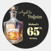 Aged to Perfection Men's 65th Whiskey Birthday  ラウンドシール (正面)