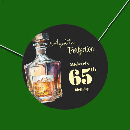 Aged to Perfection Men's 65th Whiskey Birthday  ラウンドシール
