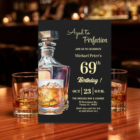 Aged to Perfection Men's 69th Whiskey Birthday  招待状