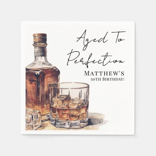 Aged To Perfection Men's Birthday Party スタンダードカクテルナプキン (正面)