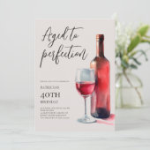 Aged to Perfection Red Wine 40th Birthday Party 招待状 (スタンド正面)