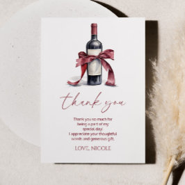 Aged To Perfection Red Wine Bow Birthday Party サンキューカード