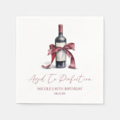 Aged To Perfection Red Wine Bow Birthday Party スタンダードカクテルナプキン (正面)