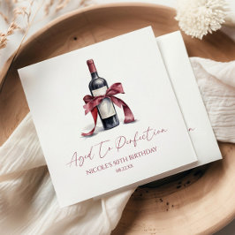 Aged To Perfection Red Wine Bow Birthday Party スタンダードカクテルナプキン