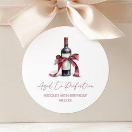 Aged To Perfection Red Wine Bow Birthday Party ラウンドシール