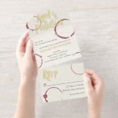Aged to Perfection Stains Wine Tasting Party Gold オールインワン招待状 (切り取り部)