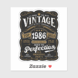 Aged To Perfection Vintage 1986 Birthday 40th   シール