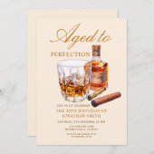 Aged to Perfection Whiskey Adult Birthday Party 招待状 (正面/裏面)