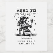 Aged to Perfection Whiskey Cowgirl Birthday Party  ワインラベル (シングルラベル)