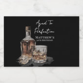 Aged To Perfection Whiskey Men's Birthday Party リキュールボトルラベル (シングルラベル)
