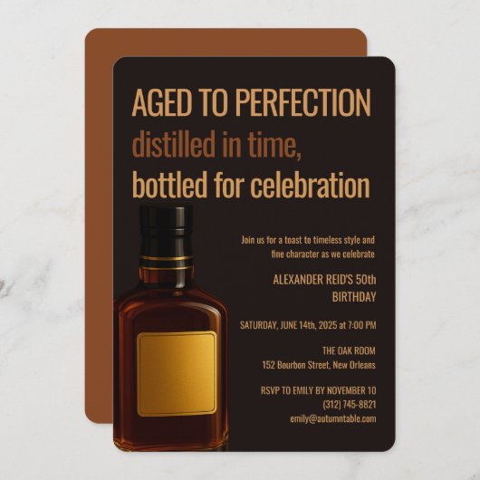 Aged to Perfection | Whisky Birthday 招待状 (正面/裏面)