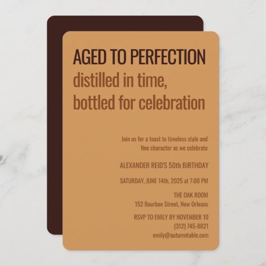 Aged to Perfection | Whisky Birthday 招待状 (正面/裏面)