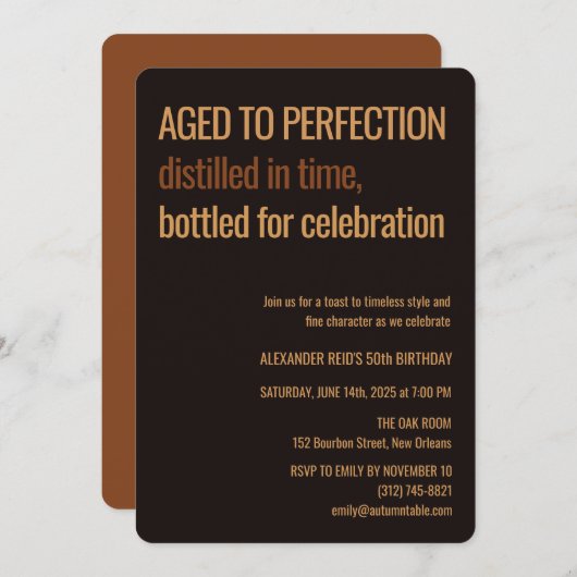 Aged to Perfection | Whisky Birthday 招待状 (正面/裏面)