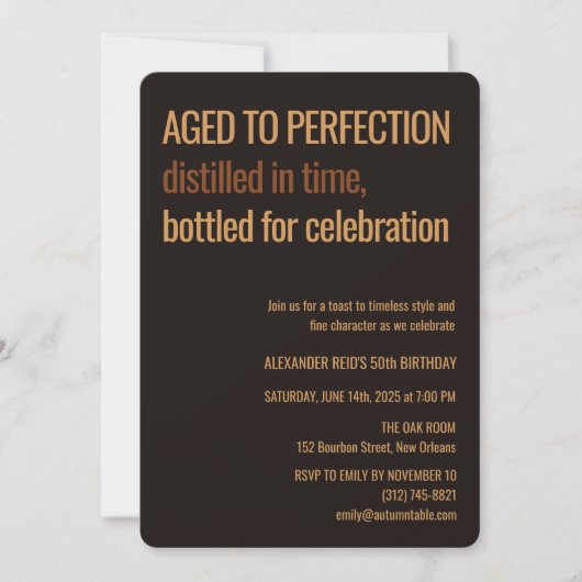 Aged to Perfection | Whisky Birthday 招待状 (正面)