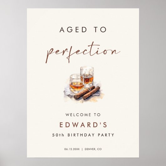 Aged to Perfection Whisky & Cigar Birthday Welcome ポスター (正面)