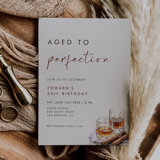 Aged to Perfection Whisky & Cigars Birthday 招待状