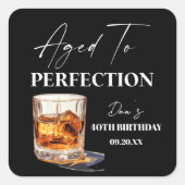 Aged To Perfection Whisky Glass Birthday Party スクエアシール (正面)