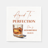 Aged To Perfection Whisky Glass Birthday Party スタンダードカクテルナプキン (正面)