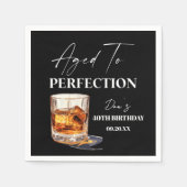 Aged To Perfection Whisky Glass Birthday Party スタンダードカクテルナプキン (正面)