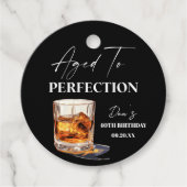 Aged To Perfection Whisky Glass Birthday Party フェイバータグ (正面)