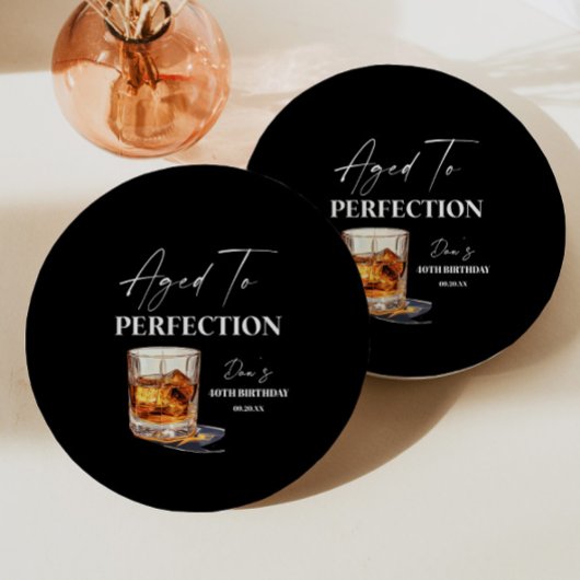 Aged To Perfection Whisky Glass Birthday Party ペーパープレート