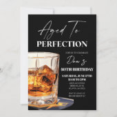Aged To Perfection Whisky Glass Birthday Party 招待状 (正面)