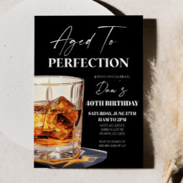 Aged To Perfection Whisky Glass Birthday Party 招待状