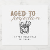 Aged to Perfection White Whiskey Birthday Party リキュールボトルラベル (シングルラベル)
