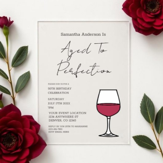 Aged To Perfection Wine 50th Birthday Invitation アクリル招待状