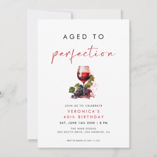 Aged to Perfection Wine Birthday 招待状 (正面)