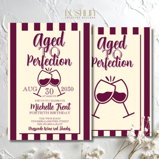 Aged to Perfection Wine Birthday Celebration 招待状