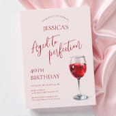 Aged to Perfection Wine Pink 40th Birthday Party 招待状