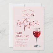 Aged to Perfection Wine Pink 60th Birthday Party 招待状 (正面)