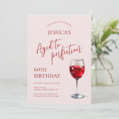 Aged to Perfection Wine Pink 60th Birthday Party 招待状 (スタンド正面)