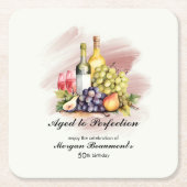 Aged to Perfection Wine Themed 50th Birthday Party スクエアペーパーコースター (正面)