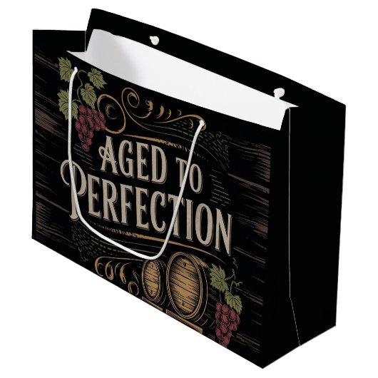 Aged to Perfection with Rustic Barrel Theme Design ラージペーパーバッグ (正面アングル)