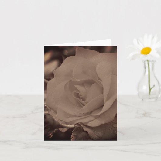 Aged Vintage Sepia Rose Flower Note カード (小さな植物)