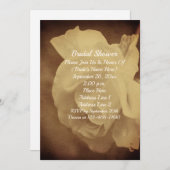 Aged Vintage Sepia White Rose Bridal Shower  招待状 (正面/裏面)