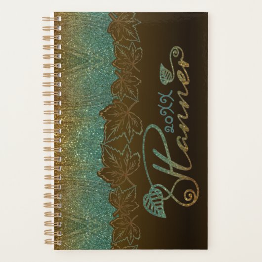 Agenda elegante con purpurina colo miel y turquesa プランナー手帳 (正面)