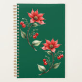 Agenda Espiral Natal verde e flores vermelhas プランナー手帳 (正面)